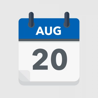 Calendar icon showing 20th August