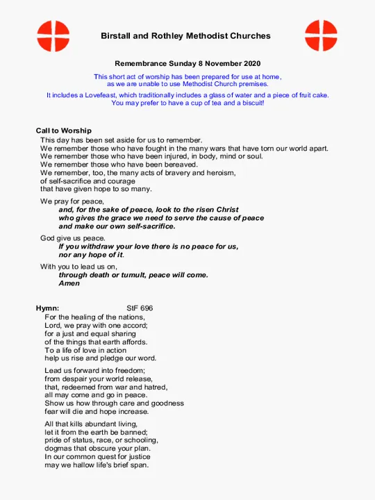 8th November 20 service material